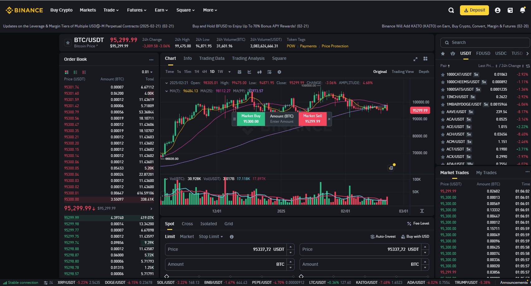 Binance - spot trading