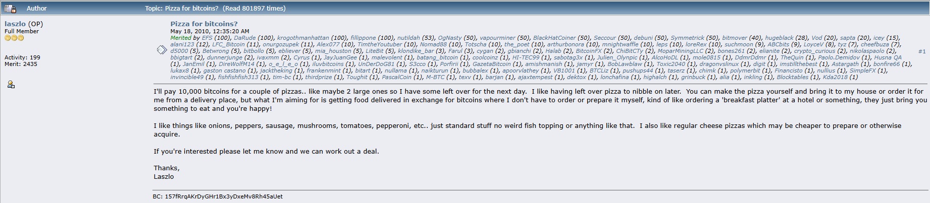 Pizza for bitcoins?